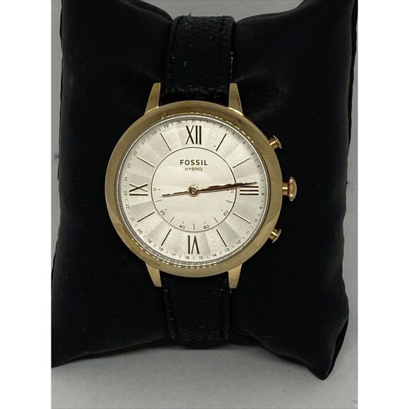 Fossil FTW5013 Women's Black Leather White Analog Dial Hybrid Smartwatch XX757 - Picture 1 of 12